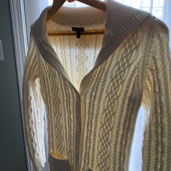 Soft Ivory Cable Knit Cardigan, Small Petite - Picture 5 of 16